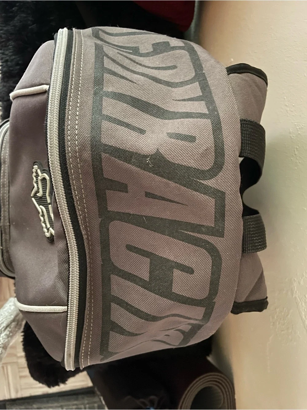 Fox Gray and Black Backpack with Front Pocket
